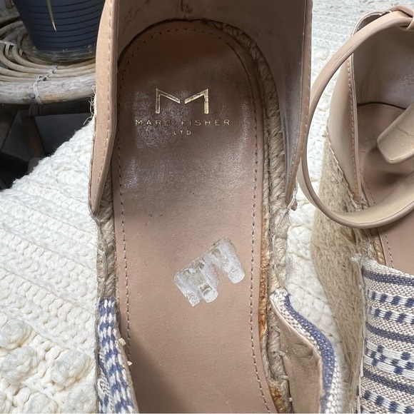 MARC FISHER Women’s Adalyn 2 Boho Printed Wedge Platform Sandal Cream Blue 11 - Picture 12 of 15